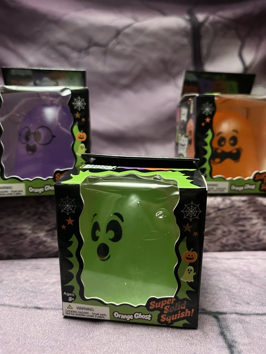 Green, purple, and orange glow ghost squishies